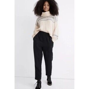 Madewell Pants Womens Small Black Waffleback Pull-On High-Rise Tapered Lagenlook